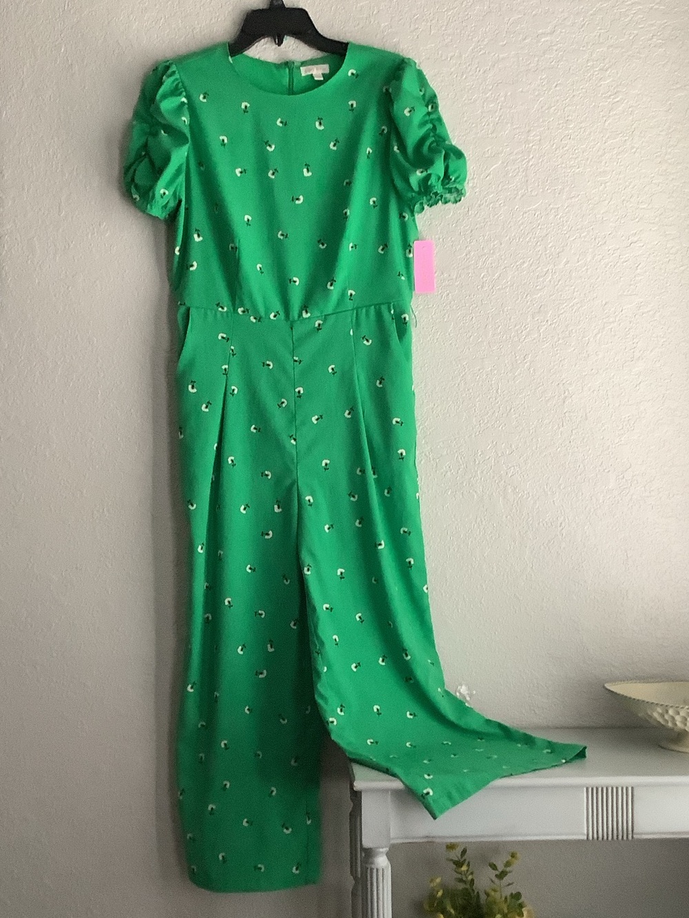 Emerald Puff-Sleeve Wide-Leg Jumpsuit